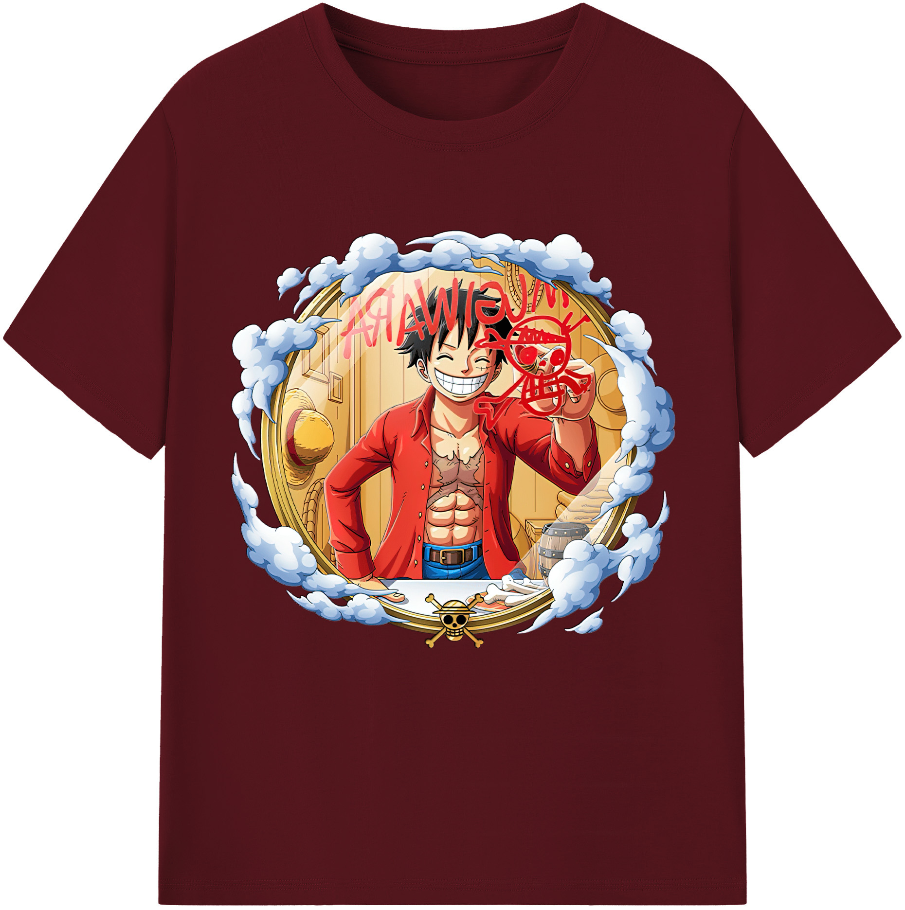 ワンピース モンキー・D・ルフィ ONE PIECE Monkey D. Luffy 綿100％半袖Tシャツ（フロントプリント）